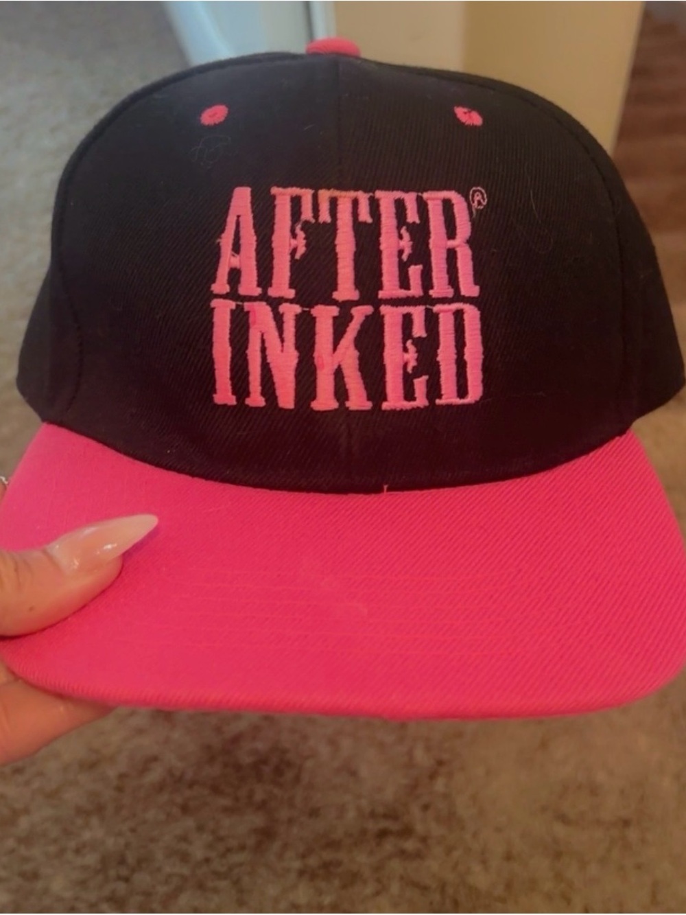 Women's Black and Hot Pink Baseball Cap